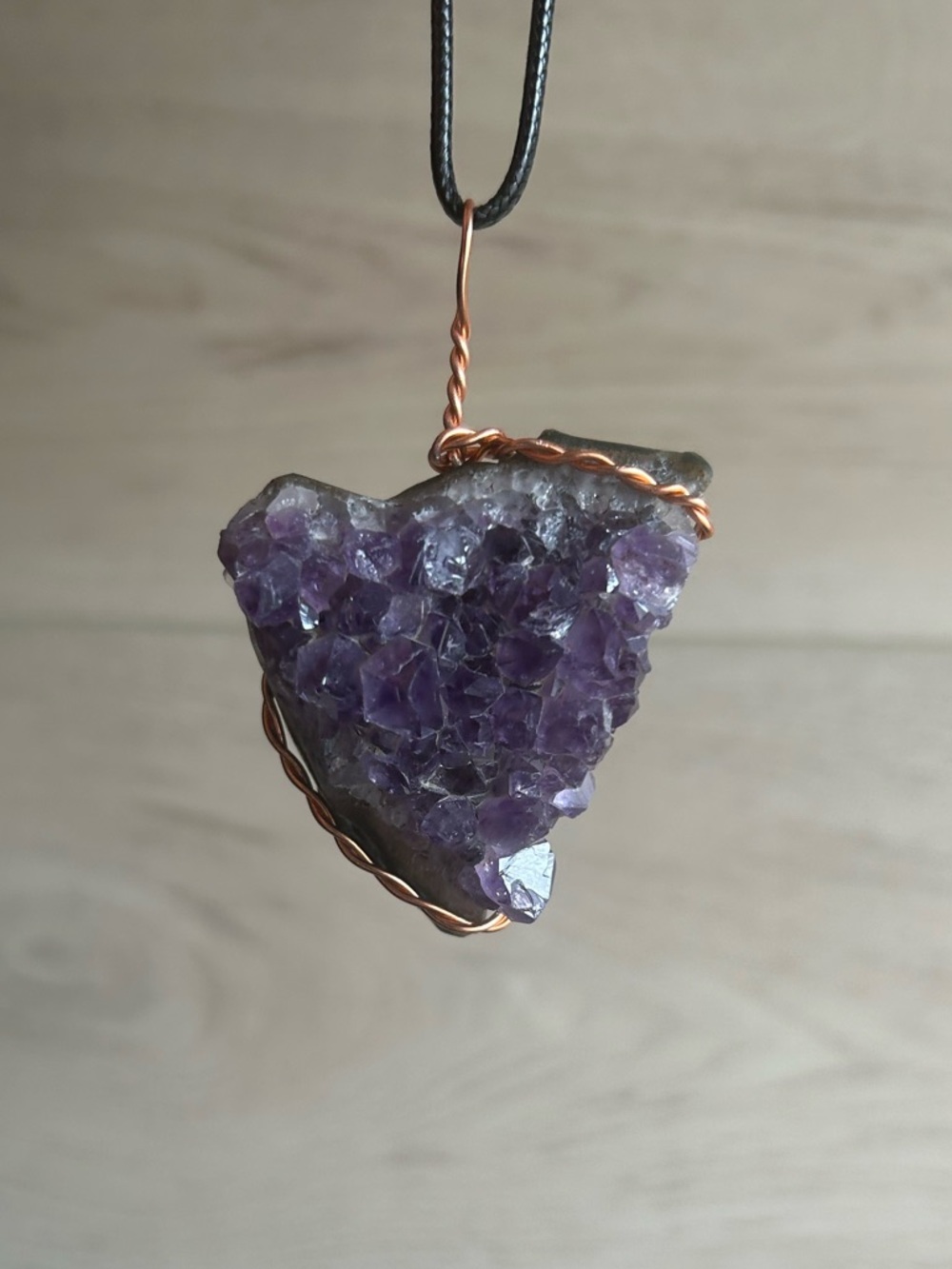Handmade Wired Amethyst Pendant Necklace